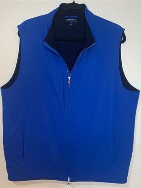 Peter Millar Crown Crafted Men’s Large Blue Stealth Insulated Zip-Front Vest